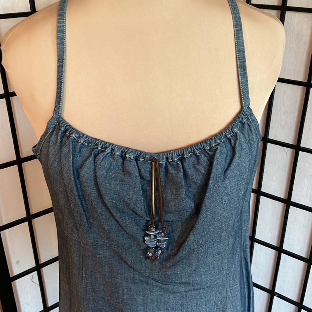 Escada Sport Spaghetti Strap Lightweight Denim Chambray Empire Waist Dress 40